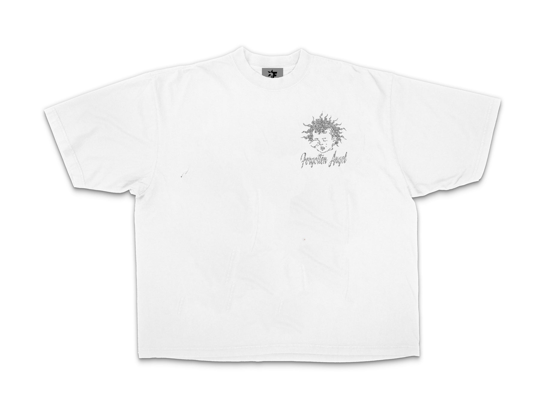 F.A Glitter Drop Shoulder Tee (White)