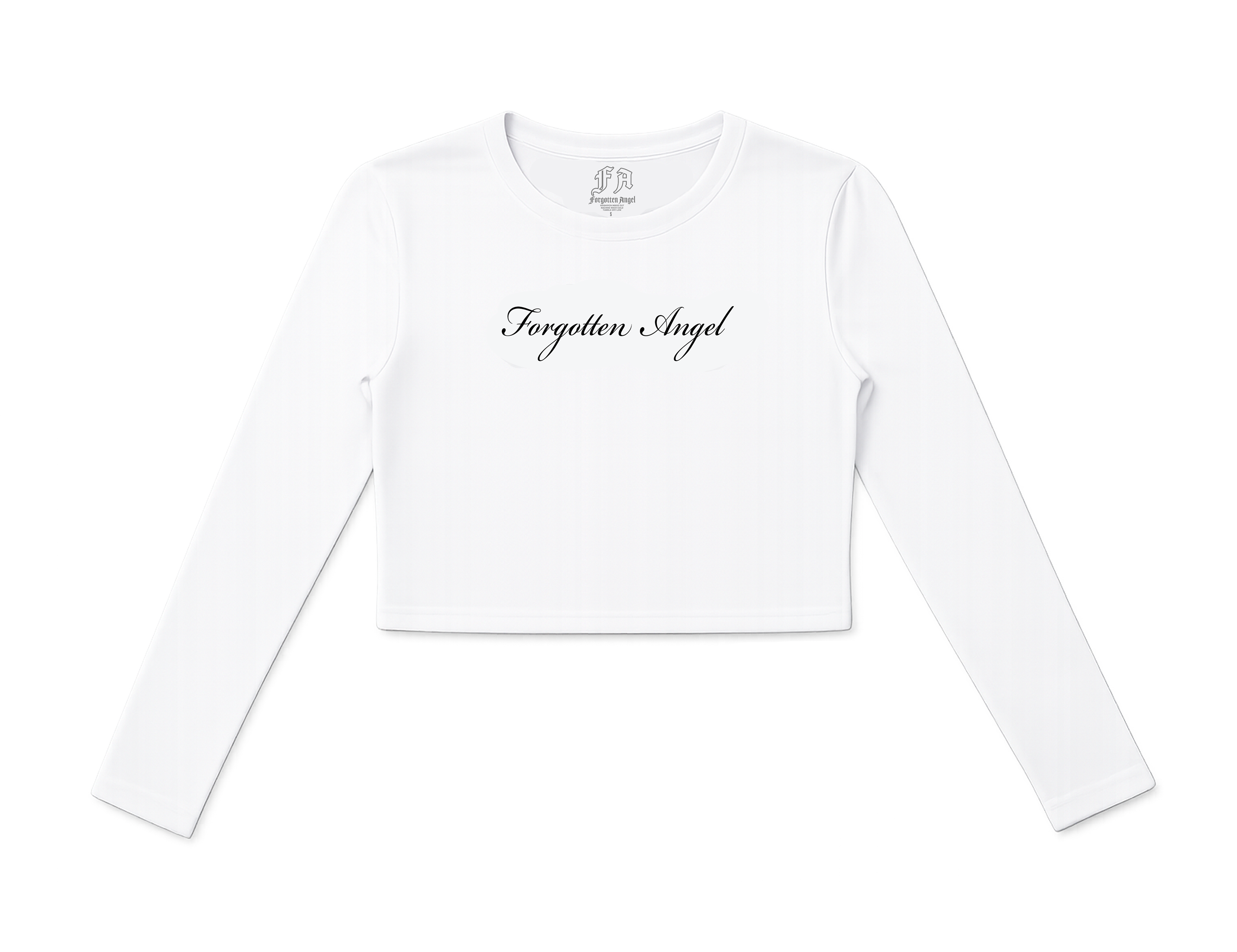 F.A Script Long Sleeve Baby Tee (White)