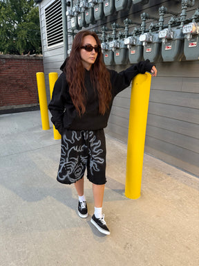 Crybaby Baggy Fleece Shorts (Black)