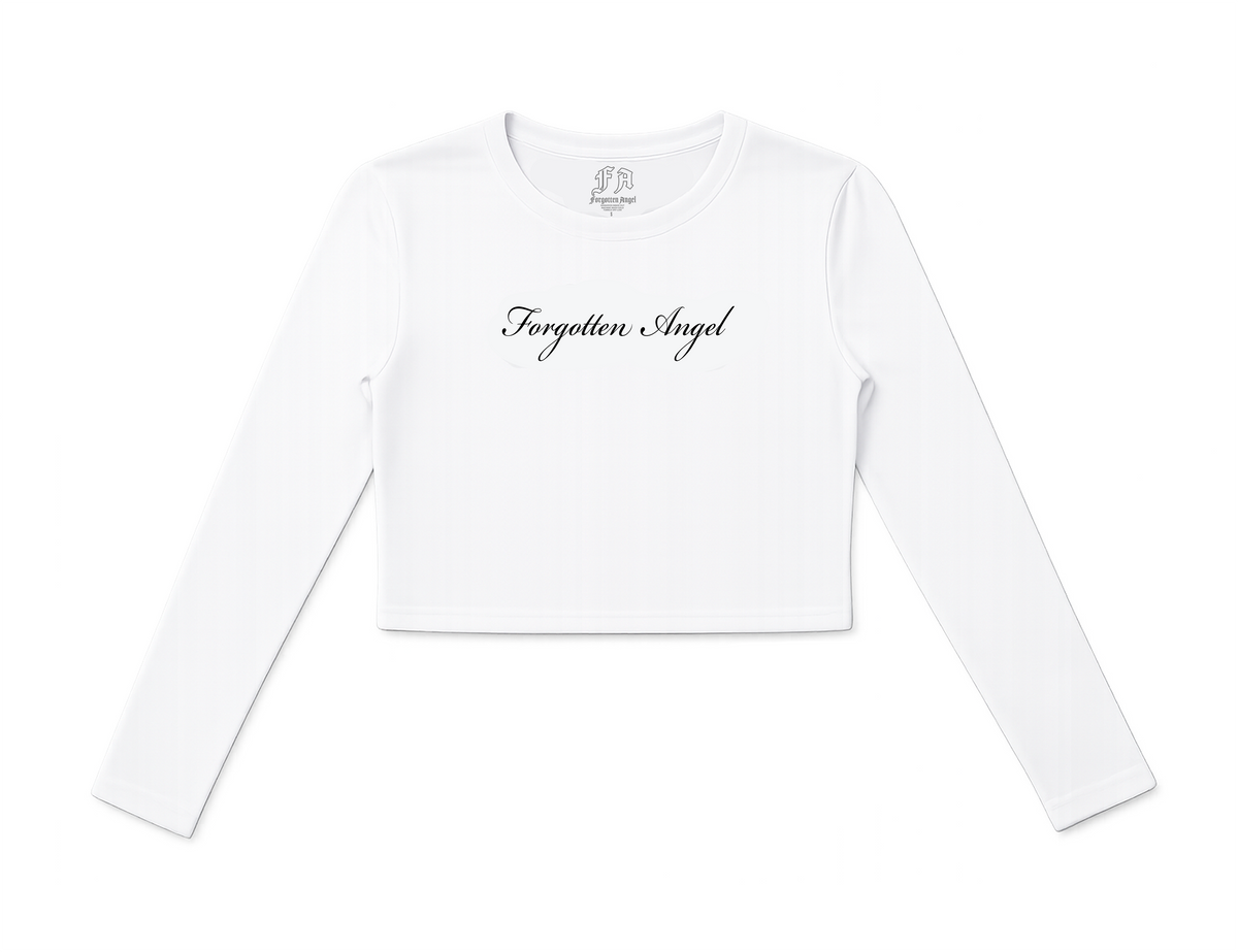 F.A Script Long Sleeve Baby Tee (White)
