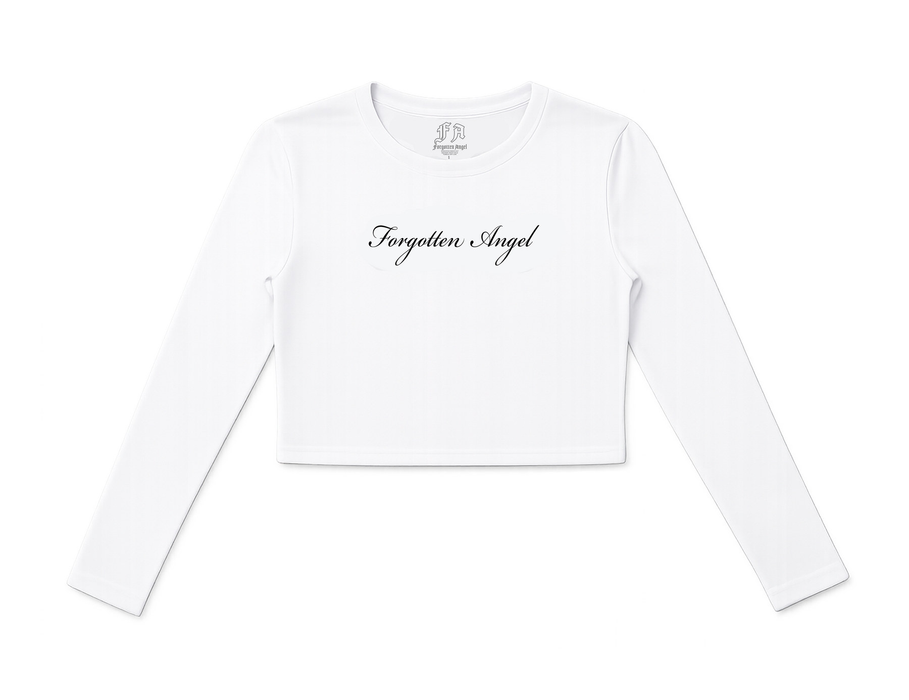 F.A Script Long Sleeve Baby Tee (White)