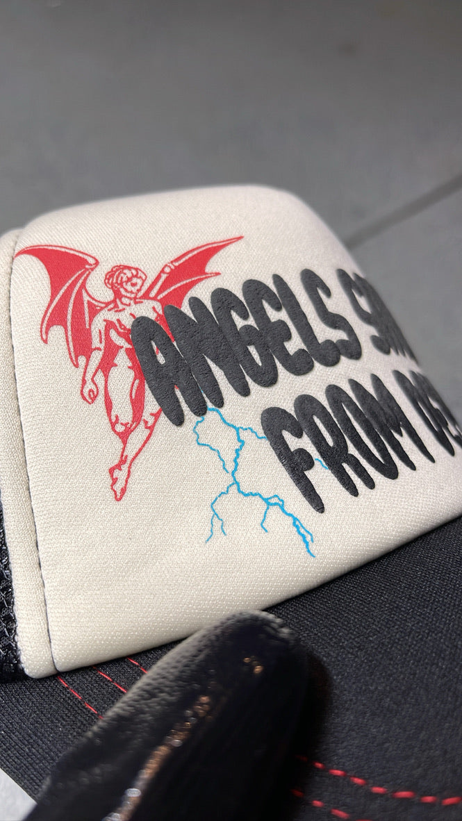 Angels Saved Me From Demons Trucker Cap